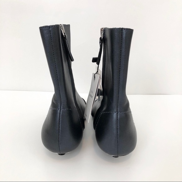 NEW Zara Leather Pointed Toe Ankle Boots Mini Heel - Picture 4 of 8